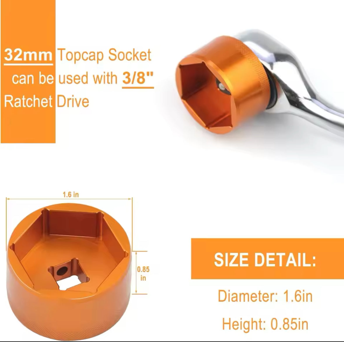 32mm Fork Top Cap Socket Tool - Fits Fox 36/38/40